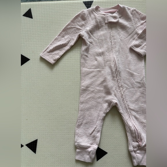 Cloud Island|Baby girl waffle knit Pink One Piece footless pajamas,long sleeve• - Picture 2 of 4